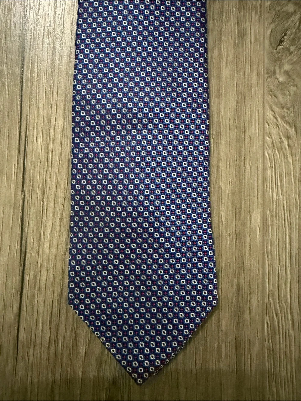Yves Saint Laurent Navy Blue Microdot Silk Tie